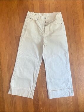 Universal Tread Cropped Vintage Wide-Leg Cream Jeans